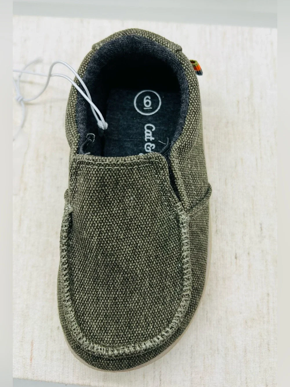 New Cat & Jack BOYS SLIP ON Loafer Size 6 SINGLE LEFT ONLY Amputee olive green